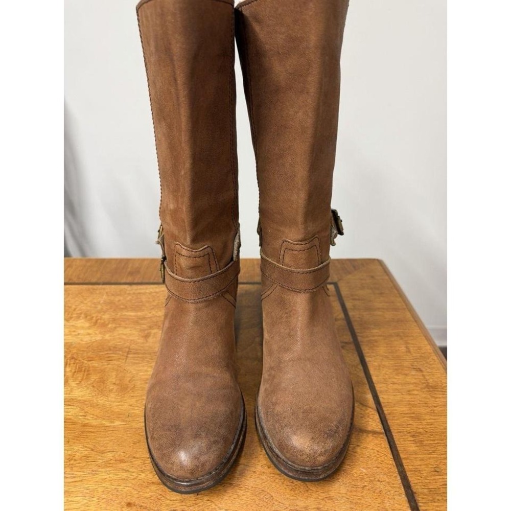 Vtg Johnston & Murphy Women's 6 Vero Cuoio Brown Leather Calf High Riding Boots - Picture 3 of 7